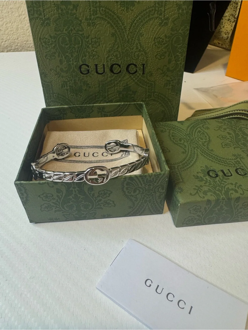 Gucci Silver Interlocking G Slim Chain Bracelet